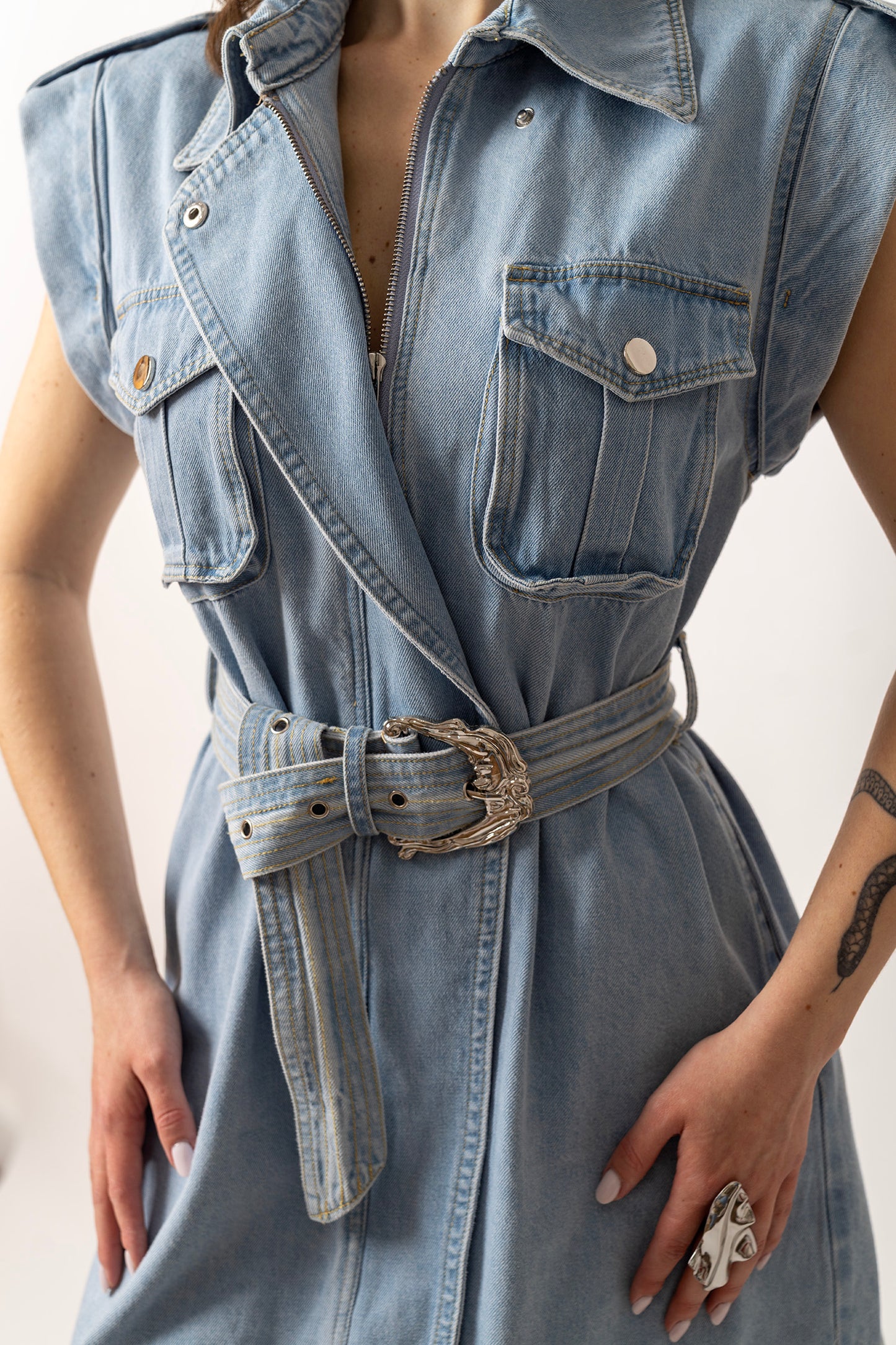 DENIM UTILITY DRESS